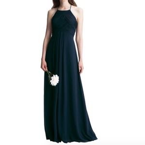 Bill Levkoff evening gown dress navy blue 7001